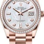 Rolex Day-Date 36 36mm White MOP Diamond-Set Dial Diamond-Set Bezel President Bracelet – 128395TBR | 2024 Model
