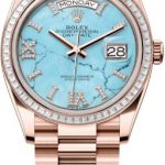 Rolex Day-Date 36 36mm Turquoise Diamond-Set Dial Diamond-Set Bezel President Bracelet – 128395TBR | 2024 Model
