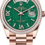 Rolex Day-Date 36 36mm Green Aventurine Diamond-Set Dial Diamond-Set Bezel President Bracelet – 128395TBR | 2024 Model