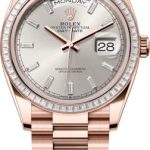Rolex Day-Date 36 36mm Silver Diamond-Set Dial Diamond-Set Bezel President Bracelet – 128395TBR | 2024 Model