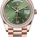 Rolex Day-Date 36mm Olive Green Dial Diamond Set Bezel President Bracelet – 128395TBR