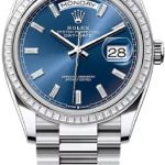 Rolex Day-Date 36 36mm Bright-Blue Diamond-Set Dial Diamond-Set Bezel President Bracelet – 128396TBR | 2024 Model