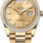 Rolex Day-Date 36 36mm Champagne Diamond Dial Diamond-Set Bezel President Bracelet – 128398TBR | 2024 Model