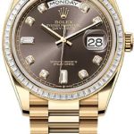 Rolex Day-Date 36 36mm Dark Grey Diamond Dial Diamond-Set Bezel President Bracelet – 128398TBR | 2024 Model