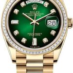 Rolex Day-Date 36 36mm Green Ombré Diamond Dial Diamond-Set Bezel President Bracelet – 128398TBR | 2024 Model