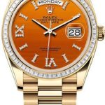 Rolex Day-Date 36 36mm Carnelian Diamond Dial Diamond-Set Bezel President Bracelet – 128398TBR | 2024 Model
