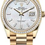 Rolex Day-Date 36 36mm White MOP Diamond-Set Dial Diamond-Set Bezel President Bracelet – 128398TBR | 2024 Model