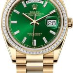 Rolex Day-Date 36 36mm Bright Green Diamond-Set Dial Diamond-Set Bezel President Bracelet – 128398TBR | 2024 Model