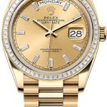Rolex Day-Date 36 36mm Champagne Diamond-Set Dial Diamond-Set Bezel President Bracelet – 128398TBR | 2024 Model