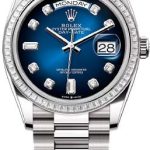 Rolex Day-Date 36 36mm Blue Ombré Diamond-Set Dial Diamond-Set Bezel President Bracelet – 128399TBR | 2024 Model