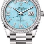 Rolex Day-Date 36 36mm Turquoise Diamond-Set Dial Diamond-Set Bezel President Bracelet – 128399TBR | 2024 Model