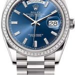 Rolex Day-Date 36 36mm Bright Blue Diamond-Set Dial Diamond-Set Bezel President Bracelet – 128399TBR | 2024 Model