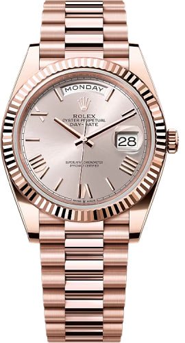 Rolex Day-Date 40 40mm Slate Sundust Roman Dial Fluted Bezel President Bracelet – 228235 | 2024 Model