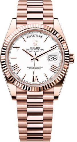 Rolex Day-Date 40 40mm Slate White Roman Dial Fluted Bezel President Bracelet – 228235 | 2024 Model
