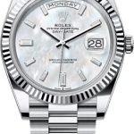 Rolex Day-Date 40 40mm White MOP Diamond Set Dial Fluted Bezel President Bracelet – 228236 | 2024 Model