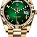 Rolex Day-Date 40 40mm Green Ombré Roman Dial Fluted Bezel President Bracelet – 228238 | 2024 Model