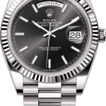Rolex Day-Date 40 in 18 ct white gold bright black dial Fluted Bezel President Bracelet – 228239 | 2024 Model