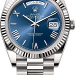 Rolex Day-Date 40 40mm bright blue dial Fluted Bezel President Bracelet – 228239 | 2024 Model