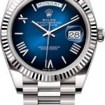 Rolex Day-Date 40 40mm Blue Ombré Dial Fluted Bezel President Bracelet – 228239 | 2024 Model