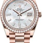 Rolex Day-Date 40 40mm White MOP Diamond Set Dial Diamond Set Bezel President Bracelet – 228345RBR | 2024 Model