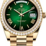 Rolex Day-Date 40 40mm Green Ombré Dial Diamond Set Bezel President Bracelet – 228348RBR | 2024 Model