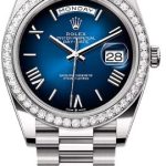 Rolex Day-Date 40 40mm Blue ombré Dial Diamond Set Bezel President Bracelet – 228349RBR | 2024 Model