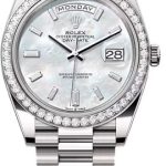 Rolex Day-Date 40 40mm White MOP Diamond-Set Dial Diamond Set Bezel President Bracelet – 228349RBR | 2024 Model