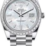 Rolex Day-Date 40 40mm White MOP Diamond Set Dial Diamond Set Bezel President Bracelet – 228396TBR | 2024 Model