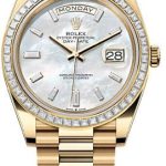 Rolex Day-Date 40 40mm White MOP Diamond Set Dial Diamond Set Bezel President Bracelet – 228398TBR | 2024 Model