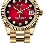 Rolex Datejust 31 Yellow Gold Red Ombré Diamond Set Dial Fluted Bezel President Bracelet – 278278
