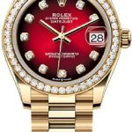 Rolex Datejust 31 Yellow Gold Red Ombré Diamond Set Dial Diamond Set Bezel President Bracelet – 278288RBR