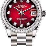 Rolex Datejust 31 White Gold Red Ombré Diamond Set Dial Diamond Set Bezel President Bracelet – 278289RBR