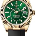 Rolex Sky-Dweller Yellow Gold 42mm Bright Green Dial Fluted Bezel Oysterflex Bracelet – 336238