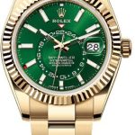 Rolex Sky-Dweller Yellow Gold 42mm Bright Green Dial Fluted Bezel Oyster Bracelet – 336938