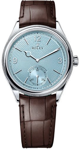 Rolex 1908 39mm Ice-Blue Dial Divided Bezel Leather Strap – 52506 | 2024 Model