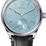 Rolex 1908 39mm Ice-Blue Dial Divided Bezel Matt Black Alligator Leather Strap – 52506 | 2024 Model