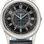 Patek Philippe Calatrava Date Sweep Seconds White Gold Black Carbon Motif Dial Sky Blue | 6007G-011