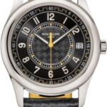 Patek Philippe Calatrava Date Sweep Seconds White Gold Black Carbon Motif Yellow Dial | 6007G-001