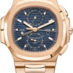 Patek Philippe Nautilus 40.5 mm Flyback Chronograph Travel Time Rose Gold Blue Dial – 5990/1R-001