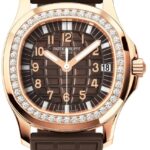 Patek Philippe Aquanaut Ladies 40 mm Embossed Brown Arabic Diamond Bezel Rose Gold Composite 35.6mm – 5068R-001