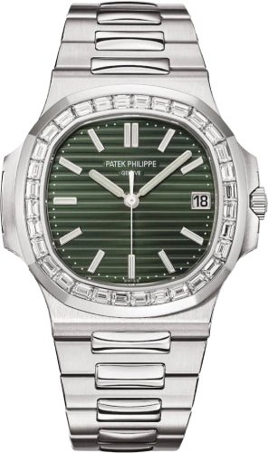 Patek Philippe Nautilus Date Sweep Seconds Stainless Steel Diamonds Green Dial – 5711/1300A-001