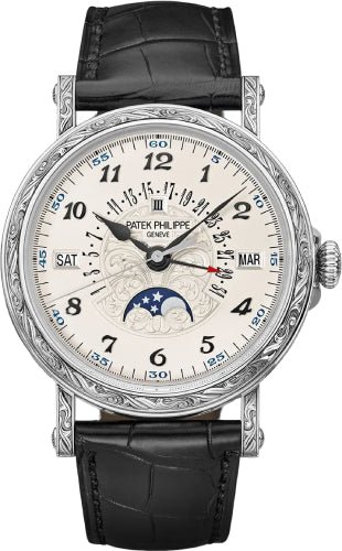 Patek Philippe Grand Complications 38 mm Perpetual Calendar with Retrograde Date Hand White Gold Silver Opaline Dial – 5160/500G-001