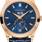 Patek Philippe Complications 38.5 mm Rose Gold Blue Baguette Diamond Dial – 5396R-015
