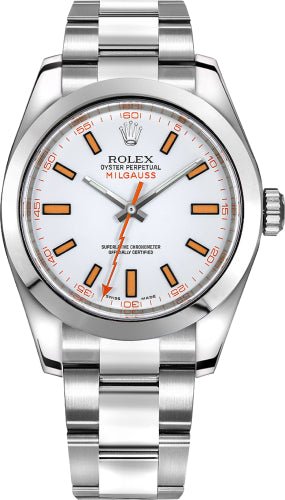 Rolex Milgauss 40 mm Stainless Steel White Dial Smooth Bezel Oyster Bracelet
