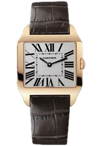 Cartier Santos-Dumont Watch – Small Pink Gold Case – Silver Dial – Alligator Strap – W2009251