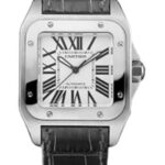 Cartier Santos 100 Watch – Medium Steel Case – Alligator Strap – W20106X8