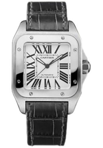 Cartier Santos 100 Watch – Medium Steel Case – Alligator Strap – W20106X8