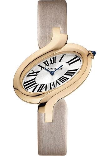 Cartier Delices de Cartier Watch – Small Pink Gold Case – Silvered Dial – Fabric Strap – W8100009