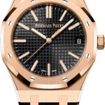 Audemars Piguet Royal Oak 41mm Selfwinding “50th Anniversary” Rose Gold Black Dial Leather Strap – 15510OR.OO.D002CR.01