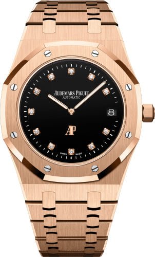 Audemars Piguet Royal Oak 39mm “Jumbo” Extra-Thin Rose Gold Black Diamond Dial – 15207OR.OO.1240OR.01